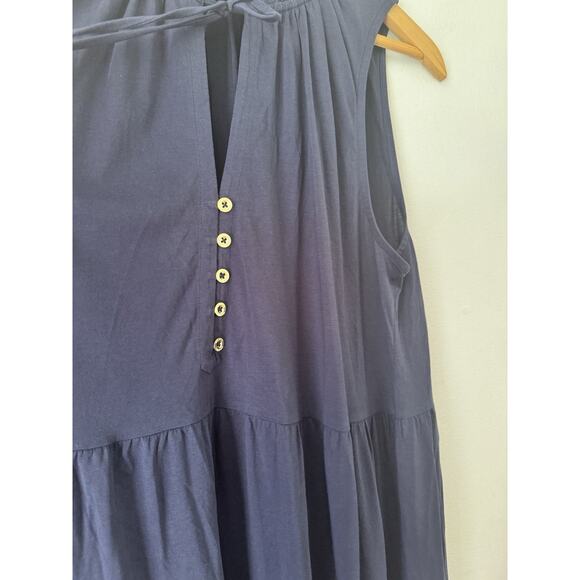 NWOT Lilly Pulitzer Malone Navy Blue Maxi Dress Size Small Tiered Tassel Boho - Picture 7 of 11